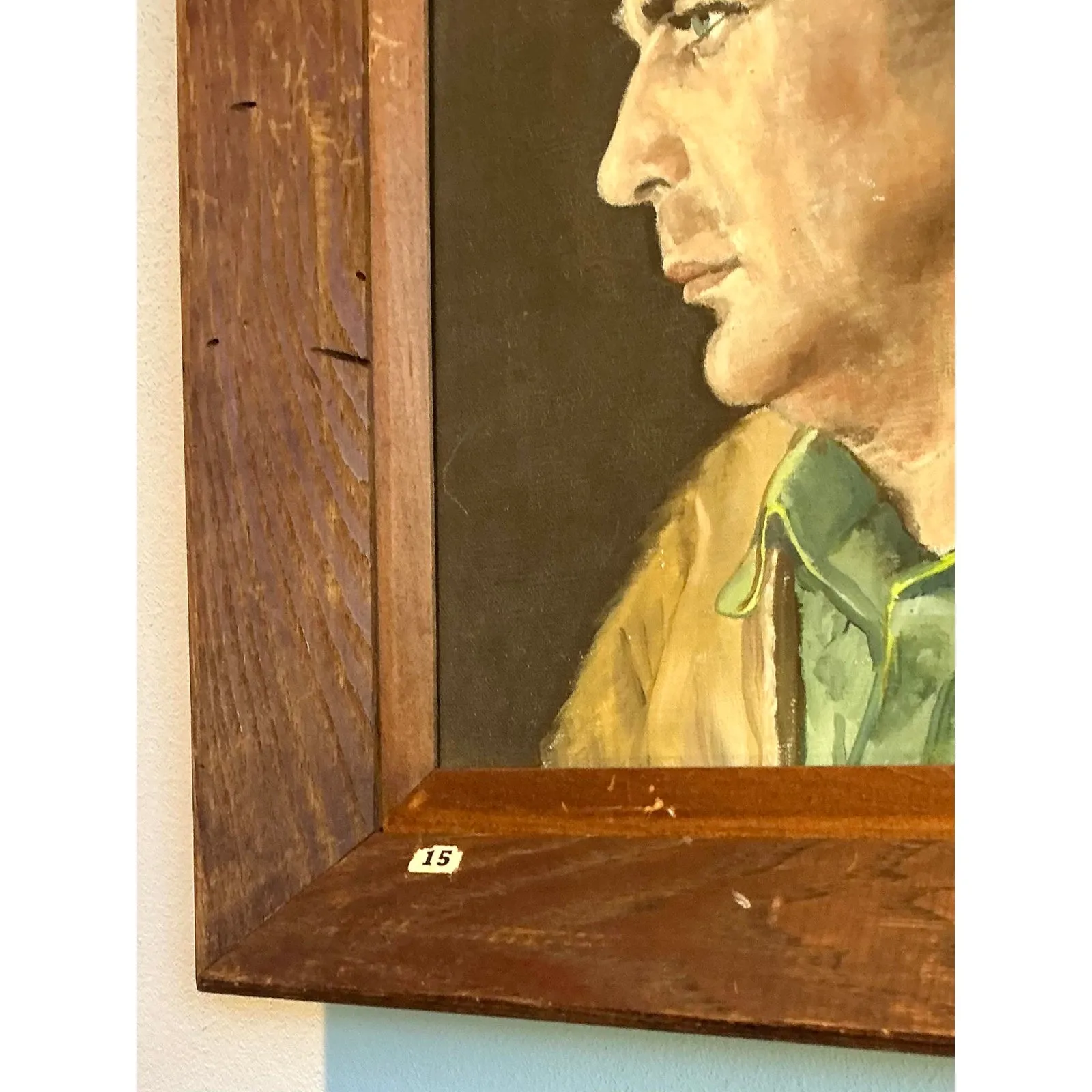 Vintage Boho Original Oil Portrait on Canvas - Oil Paint, 17W x 21.25H — additional photo 4