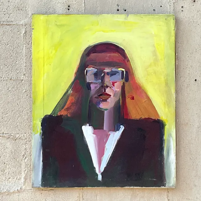 Vintage Boho Original Oil Portrait on Canvas Painting — additional photo 1