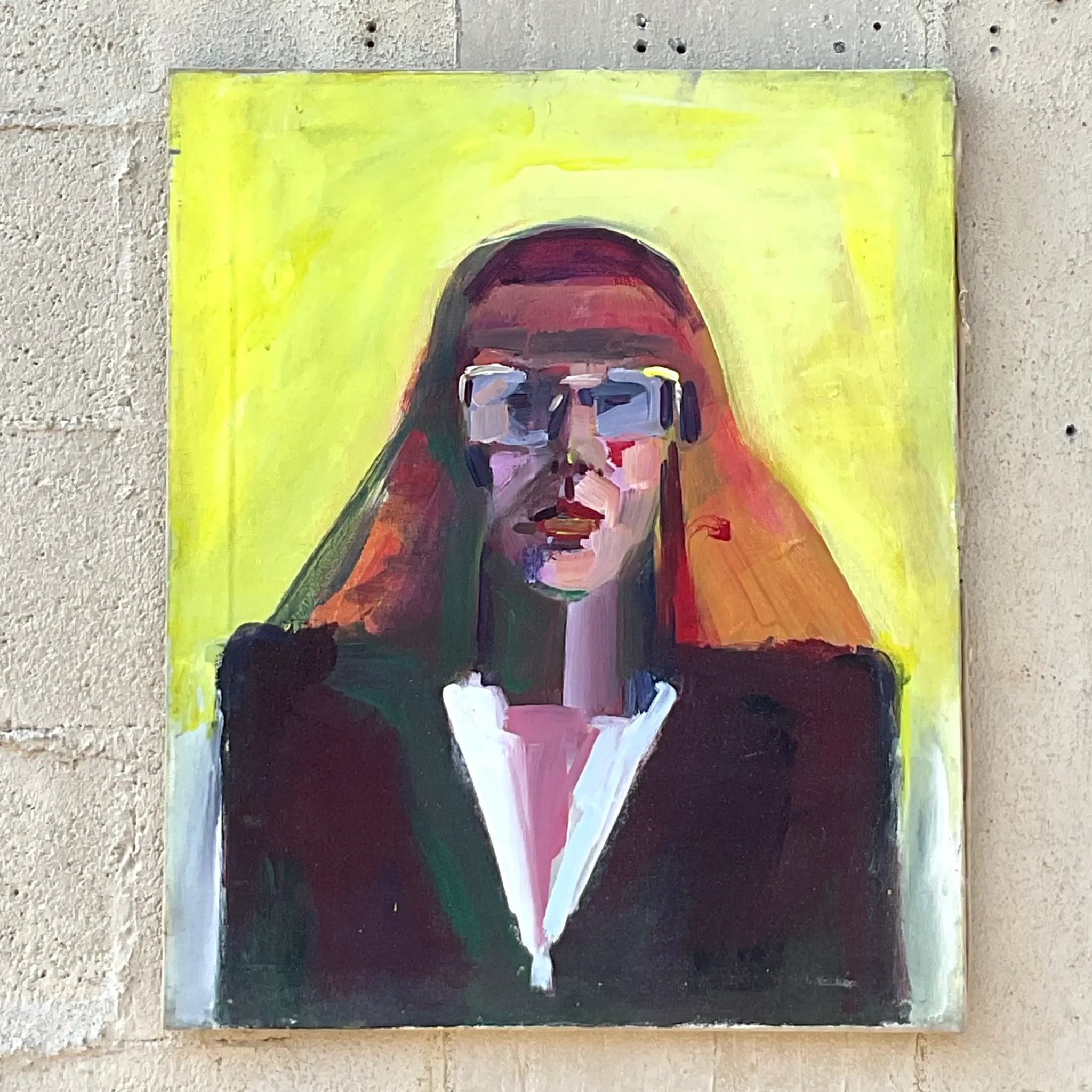 Vintage Boho Original Oil Portrait on Canvas Painting — additional photo 2