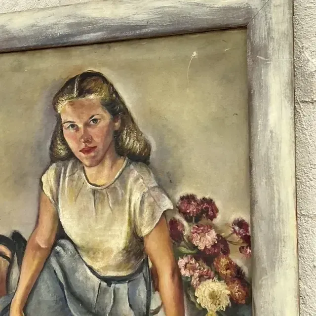 Vintage Boho Original Oil Portrait Painting on Canvas — additional photo 3