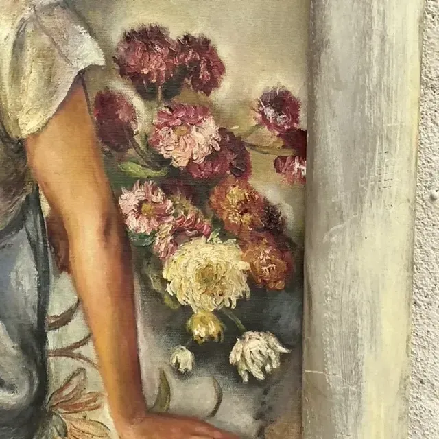 Vintage Boho Original Oil Portrait Painting on Canvas — additional photo 6