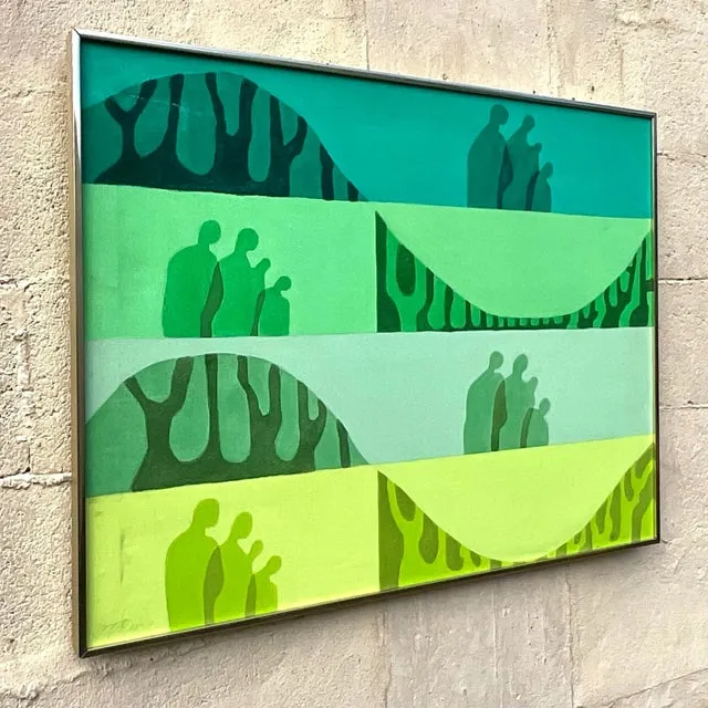 Vintage Boho Original Ombre Abstract Oil on Canvas — additional photo 1