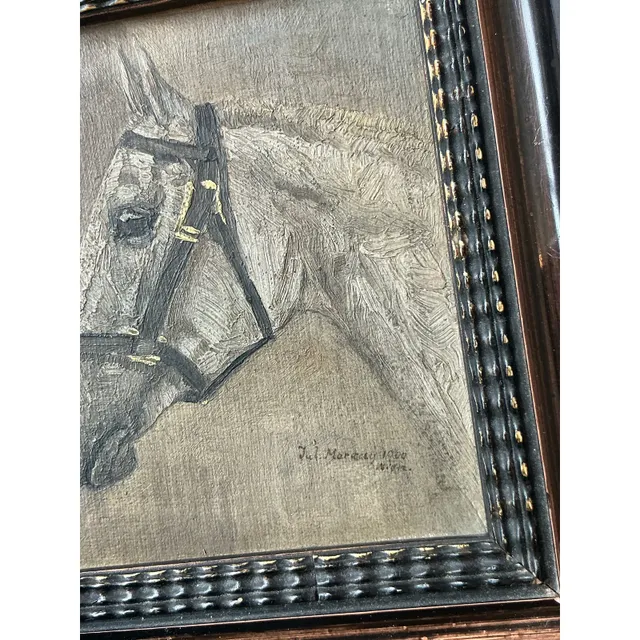 Vintage Boho Original Painting of Horse Head on Board — additional photo 1
