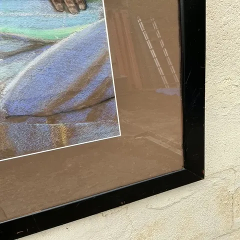 Vintage Boho Original Pastel Nude Portrait on Paper — additional photo 6