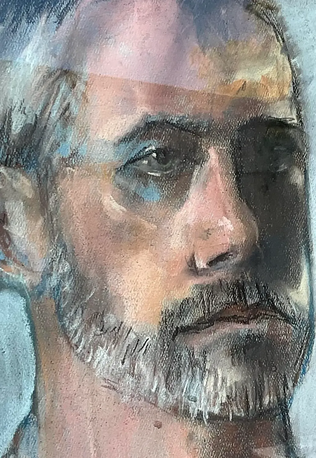 Vintage Boho Original Pastels Portrait on Paper