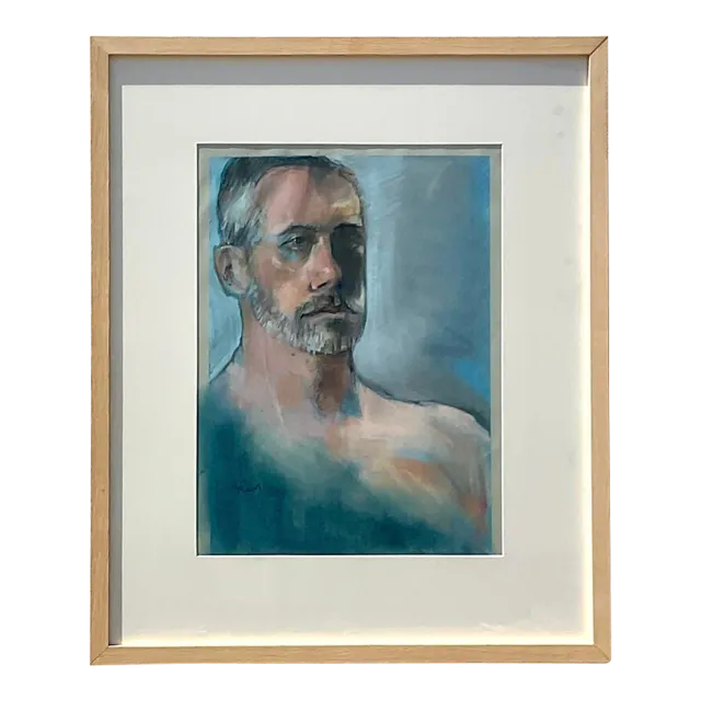 Vintage Boho Original Pastels Portrait on Paper — additional photo 1