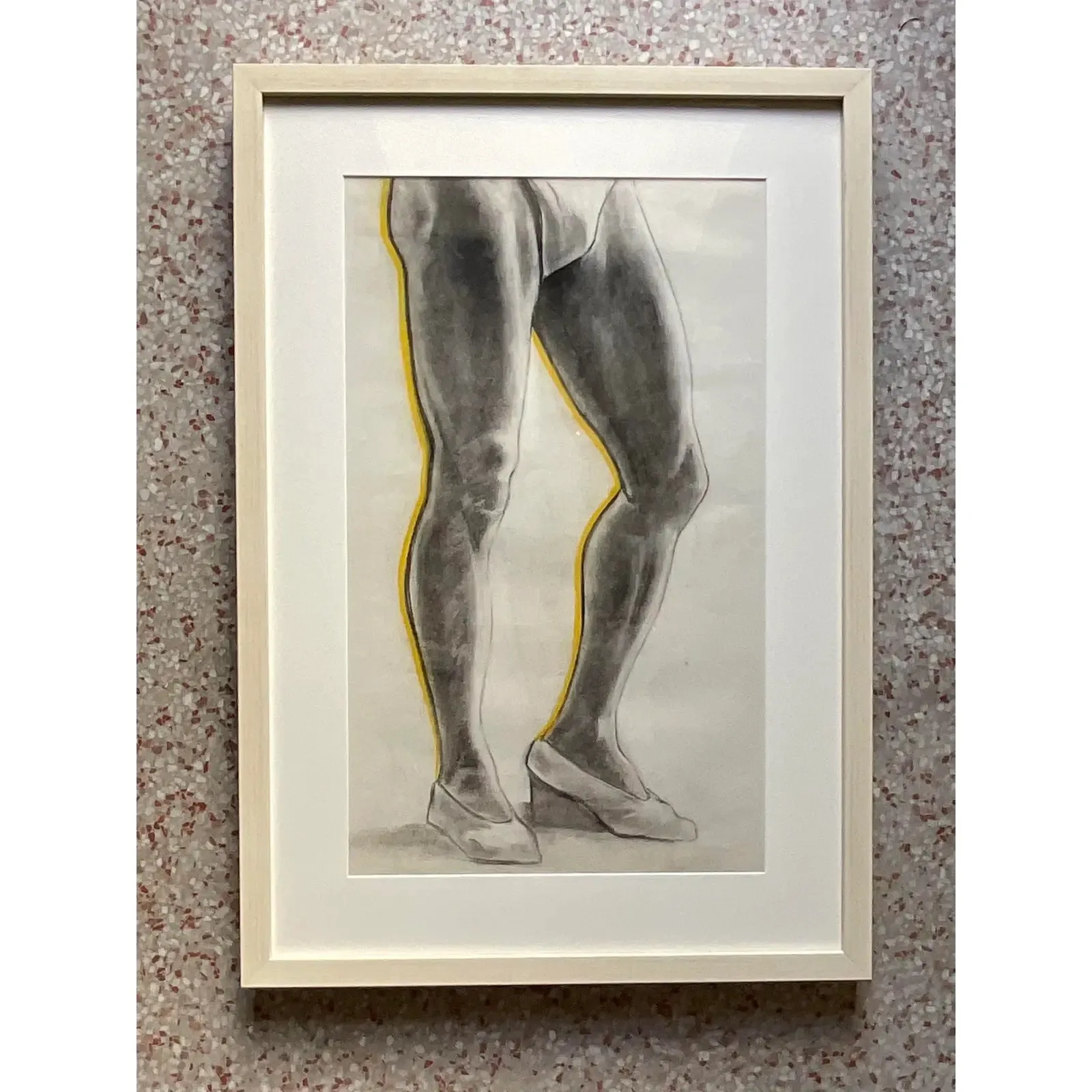 Vintage Boho Original Pencil Sketch of a Mans Legs — additional photo 2