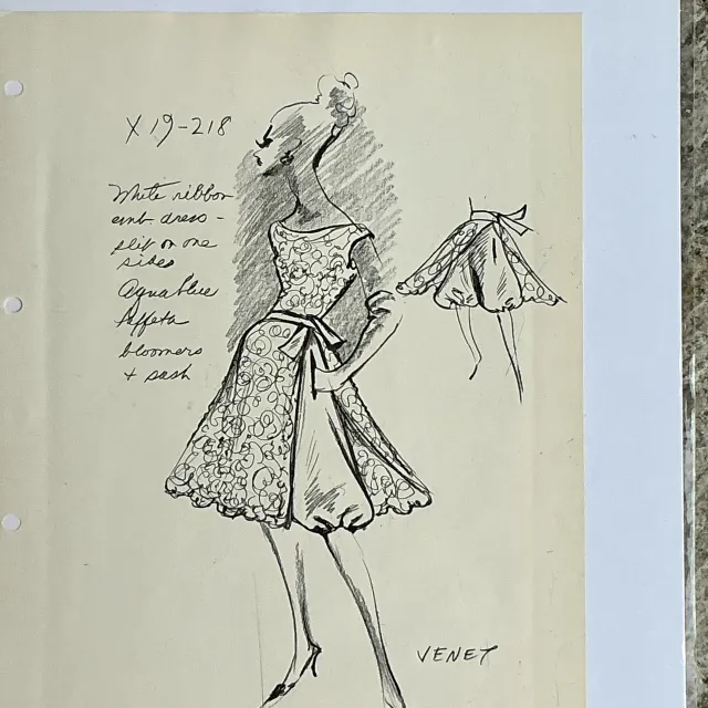 Vintage Boho Original Philippe Venet Fashion Sketch — additional photo 2