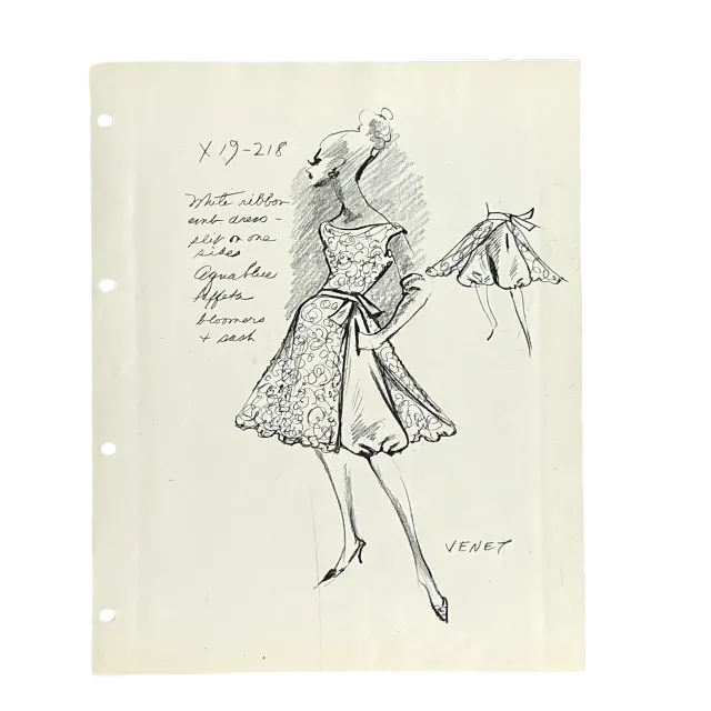 Vintage Boho Original Philippe Venet Fashion Sketch — additional photo 3