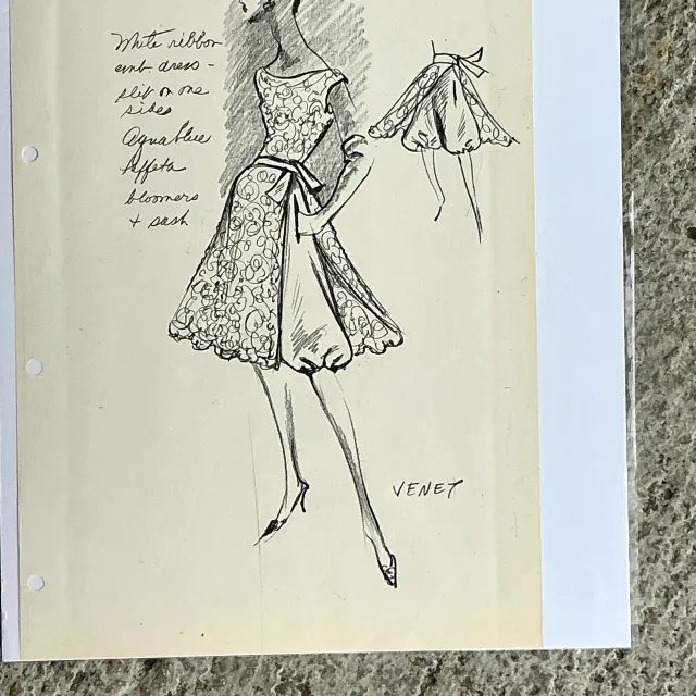 Vintage Boho Original Philippe Venet Fashion Sketch — additional photo 4