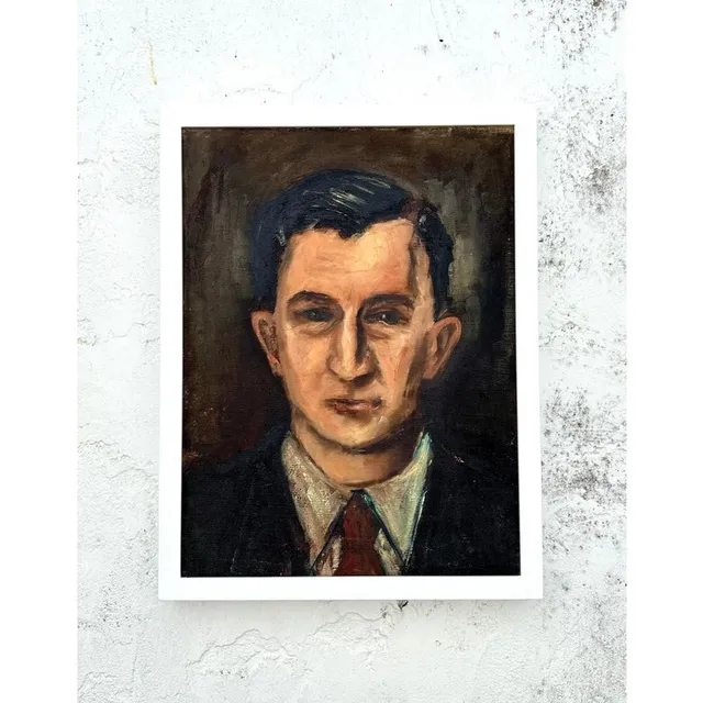 Vintage Boho Original Portrait of Man on Board — additional photo 1