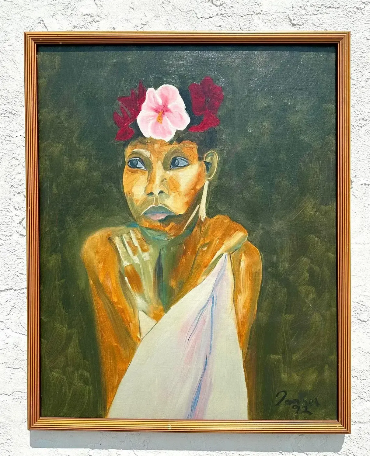 Vintage Boho Original Portrait Painting on Canvas — additional photo 2