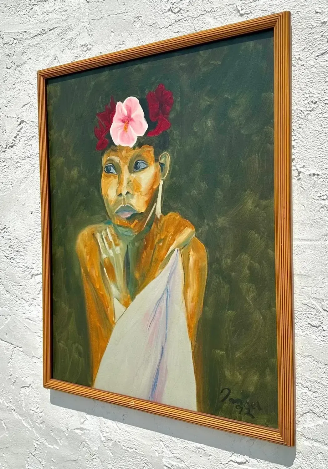 Vintage Boho Original Portrait Painting on Canvas — additional photo 4