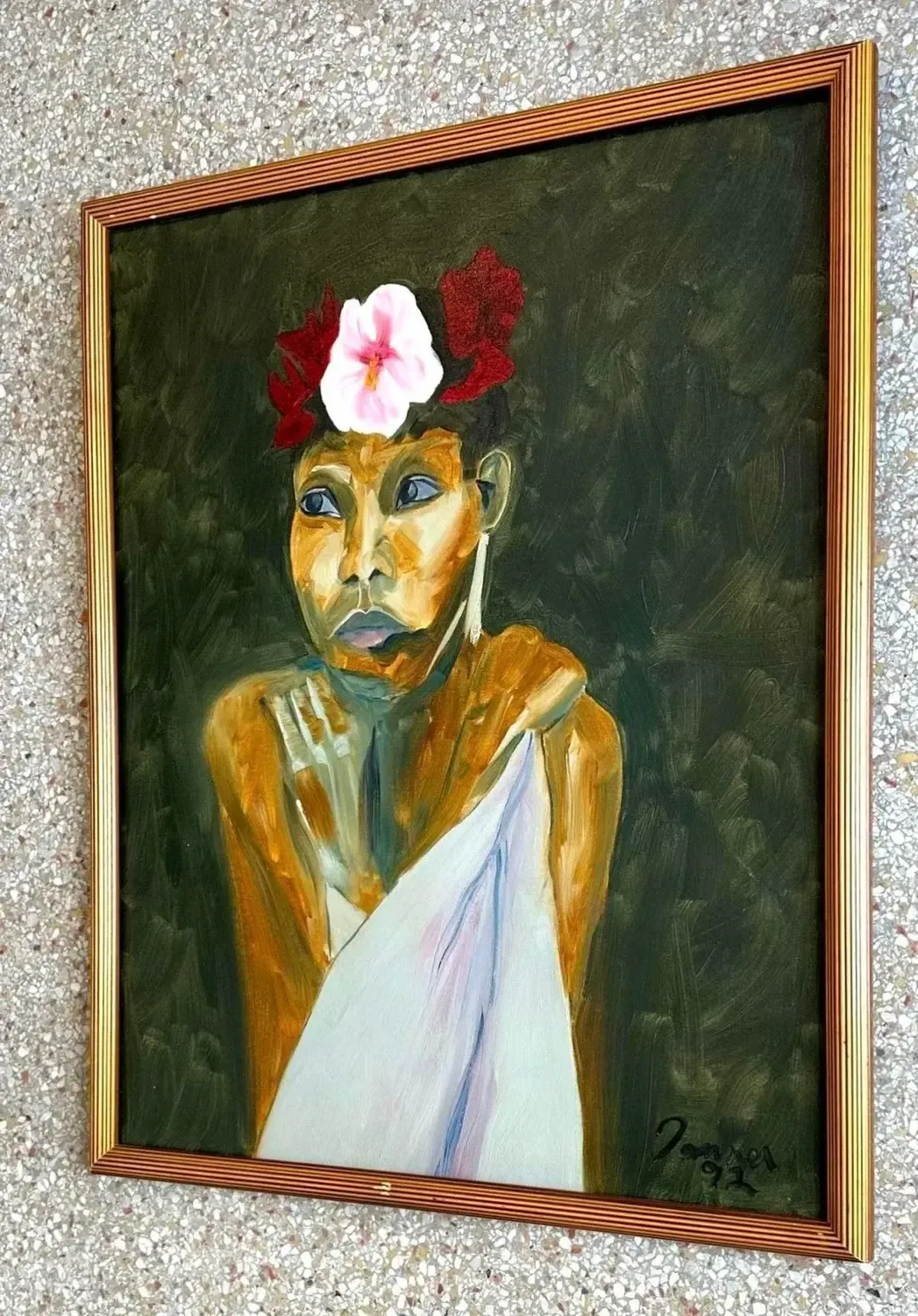Vintage Boho Original Portrait Painting on Canvas — additional photo 7
