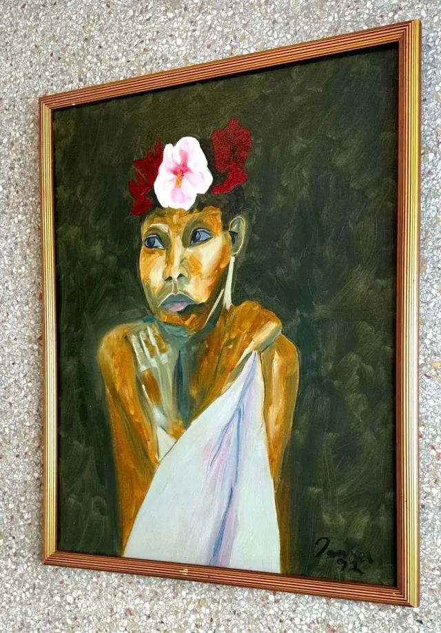Vintage Boho Original Portrait Painting on Canvas — additional photo 7