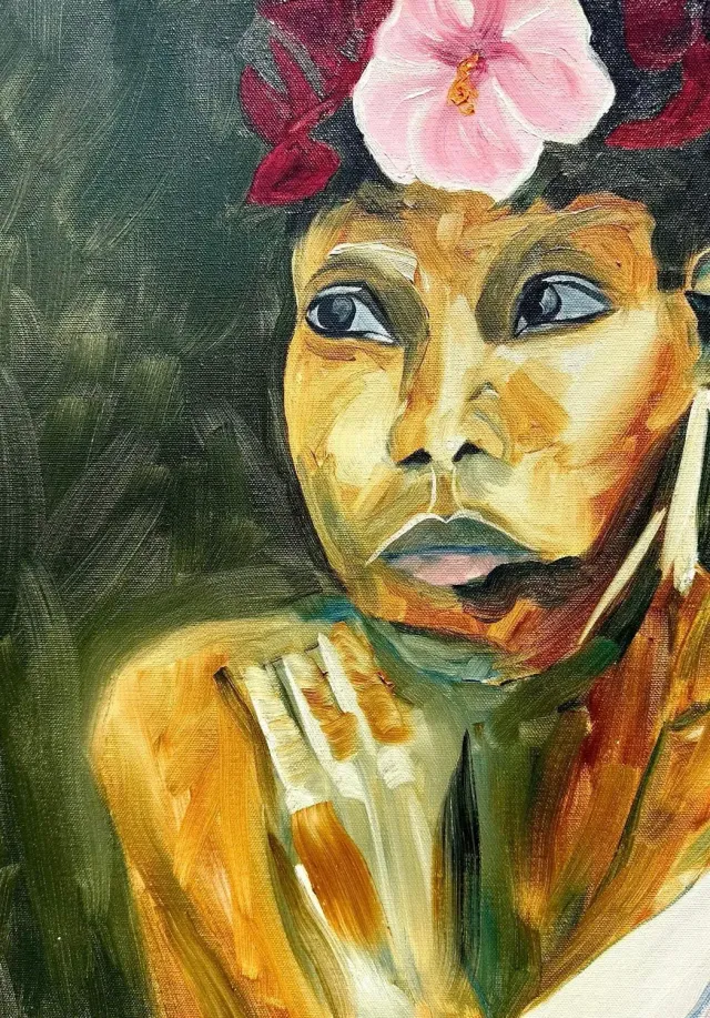 Vintage Boho Original Portrait Painting on Canvas — additional photo 8