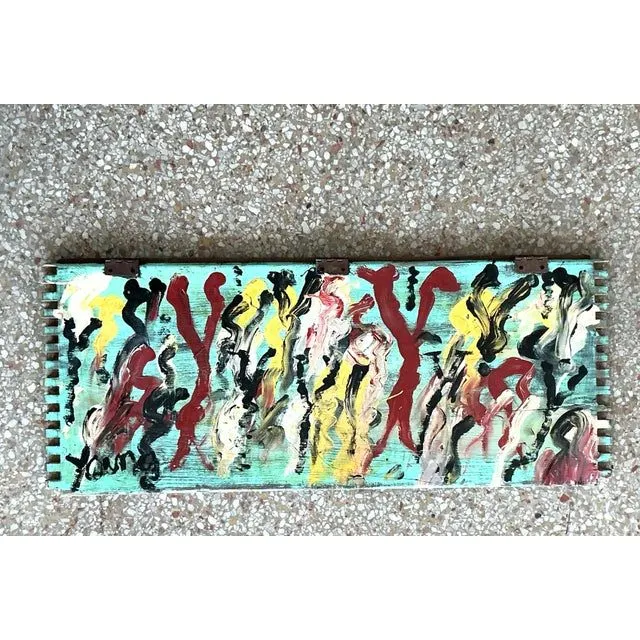 Vintage Boho Original Purvis Young Painting on Door — additional photo 1