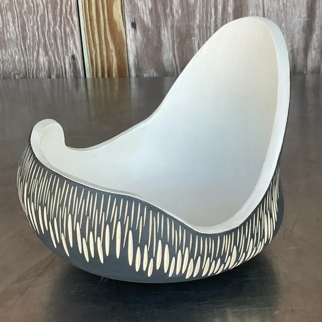 Vintage Boho Original Scored Studio Pottery Bowl — additional photo 2