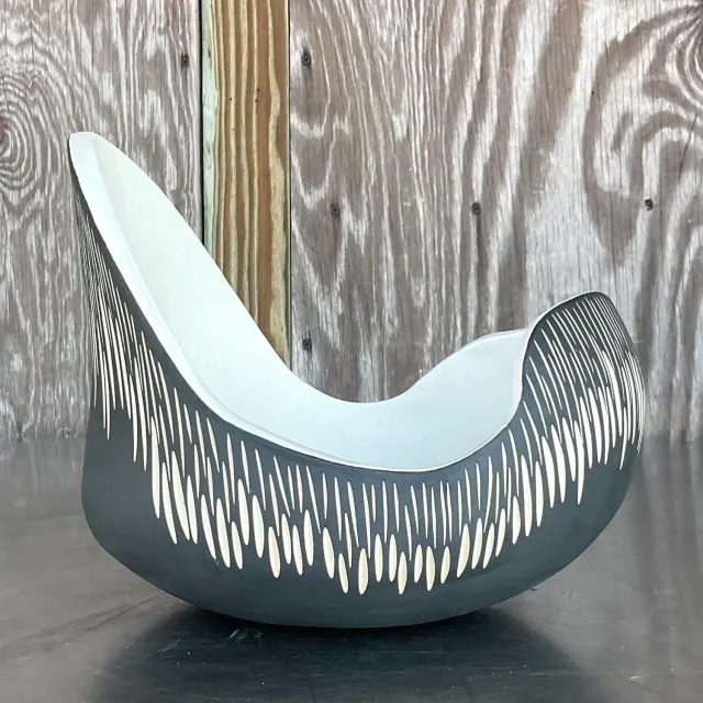 Vintage Boho Original Scored Studio Pottery Bowl — additional photo 3