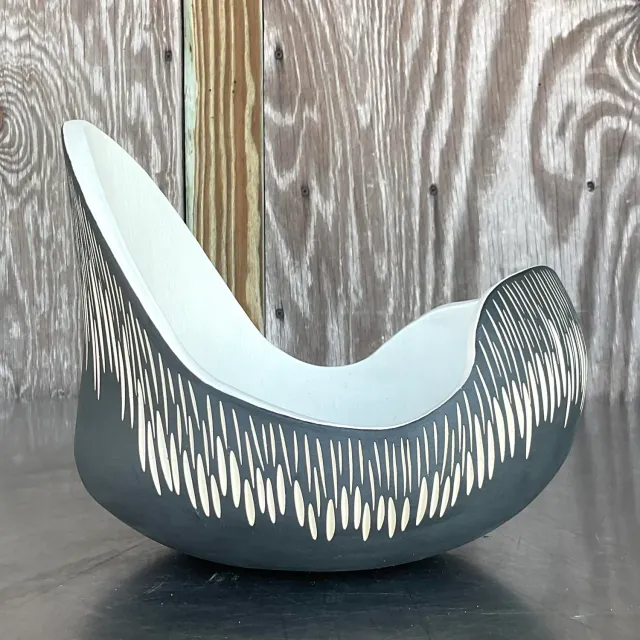 Vintage Boho Original Scored Studio Pottery Bowl — additional photo 4