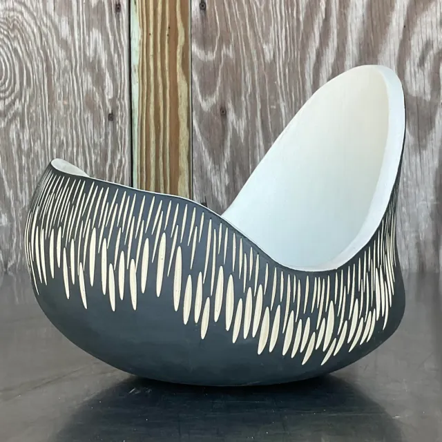 Vintage Boho Original Scored Studio Pottery Bowl — additional photo 5