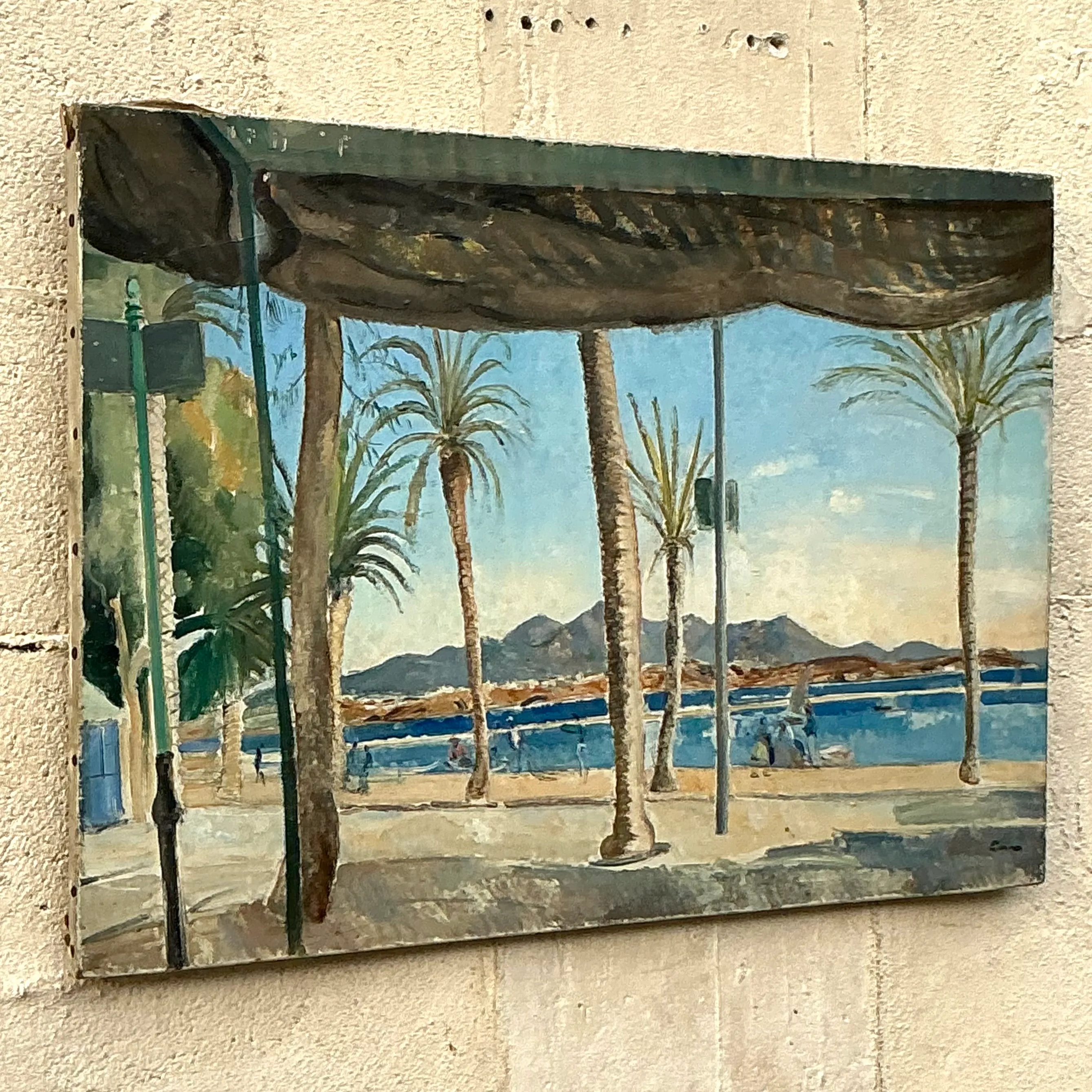 Vintage Boho Original Seascape Oil Painting on Canvas