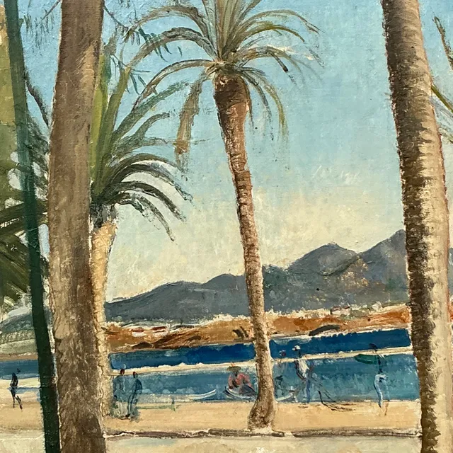 Vintage Boho Original Seascape Oil Painting on Canvas — additional photo 1