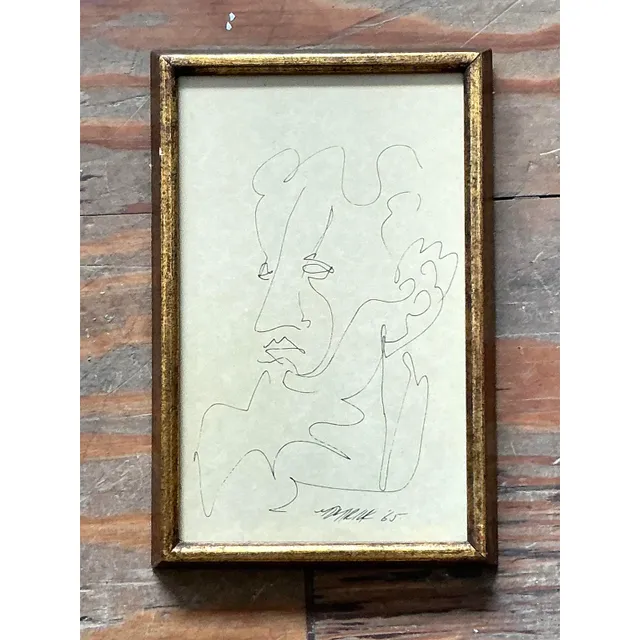 Vintage Boho Original Sketch of Man — additional photo 2