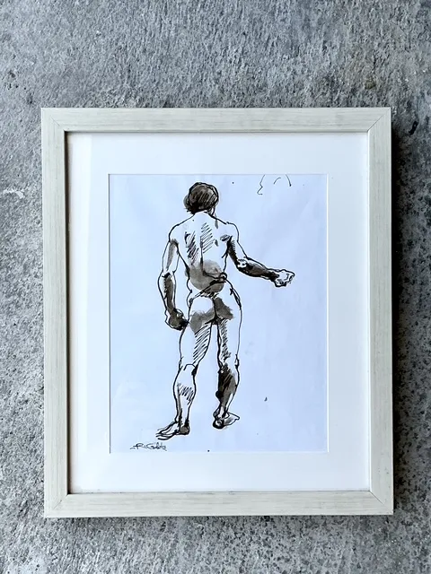 Vintage Boho Original Sketch Of Nude Man — additional photo 1