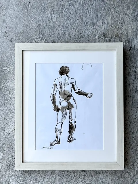Vintage Boho Original Sketch Of Nude Man — additional photo 2