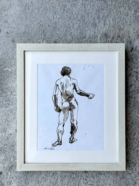 Vintage Boho Original Sketch Of Nude Man — additional photo 3