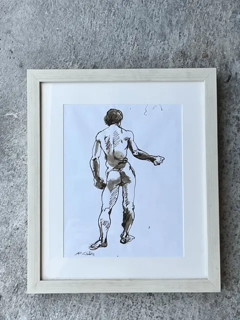 Vintage Boho Original Sketch Of Nude Man — additional photo 4