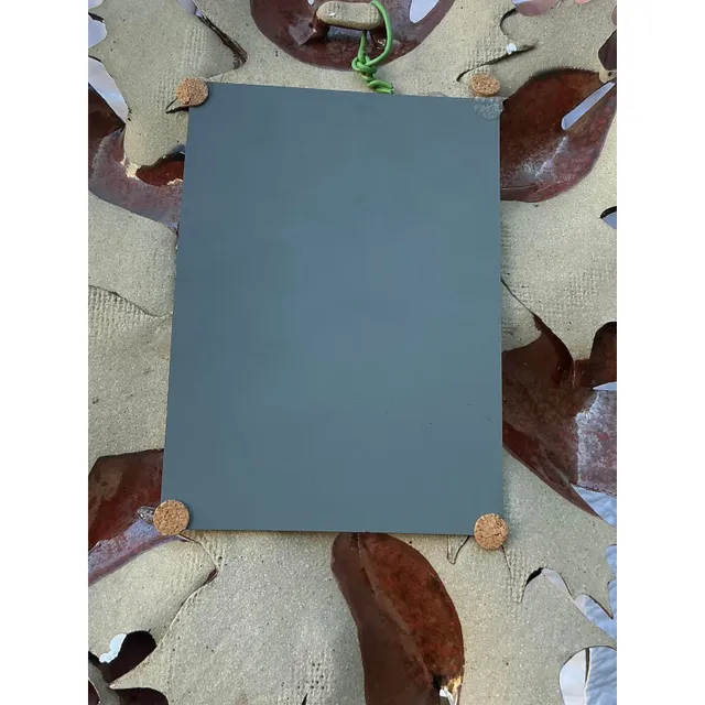 Vintage Boho Original Slab Built Studio Pottery Leaves Mirror — additional photo 6