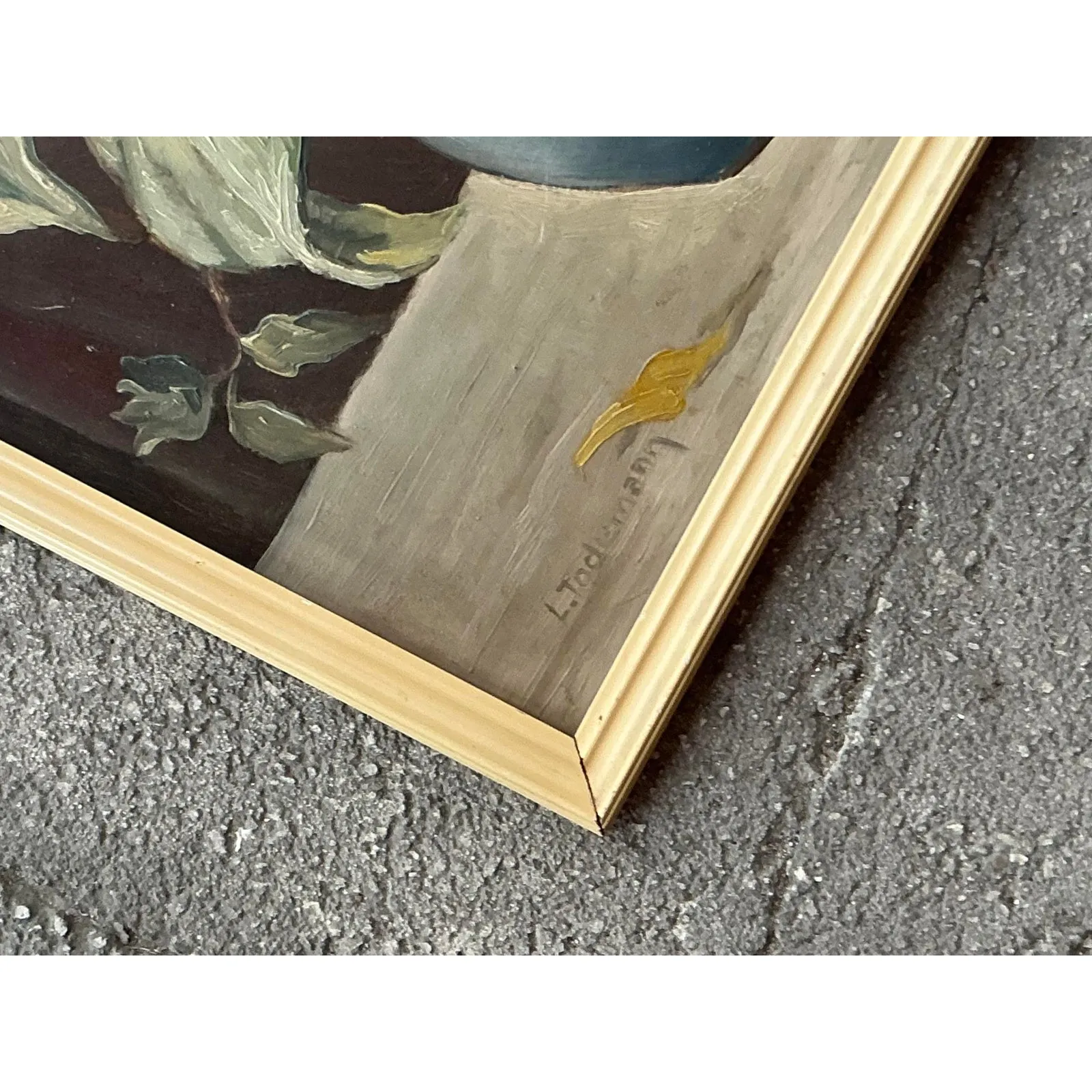 Vintage Boho Original Still Life Oil on Board — additional photo 3