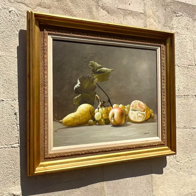 Vintage Boho Original Still Life Oil Painting on Canvas — additional photo 4