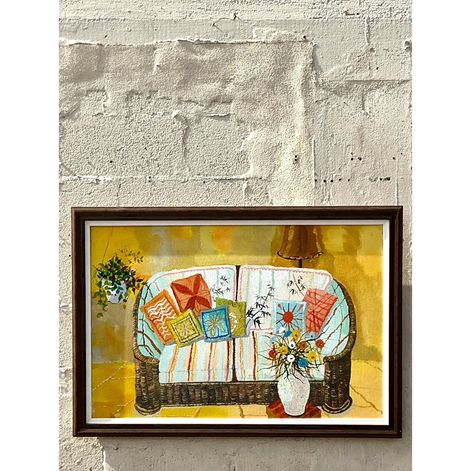 Vintage Boho Original Still Life Painting on Canvas — additional photo 1