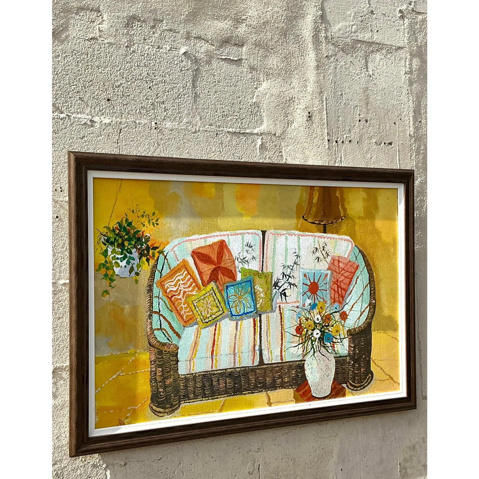 Vintage Boho Original Still Life Painting on Canvas — additional photo 2