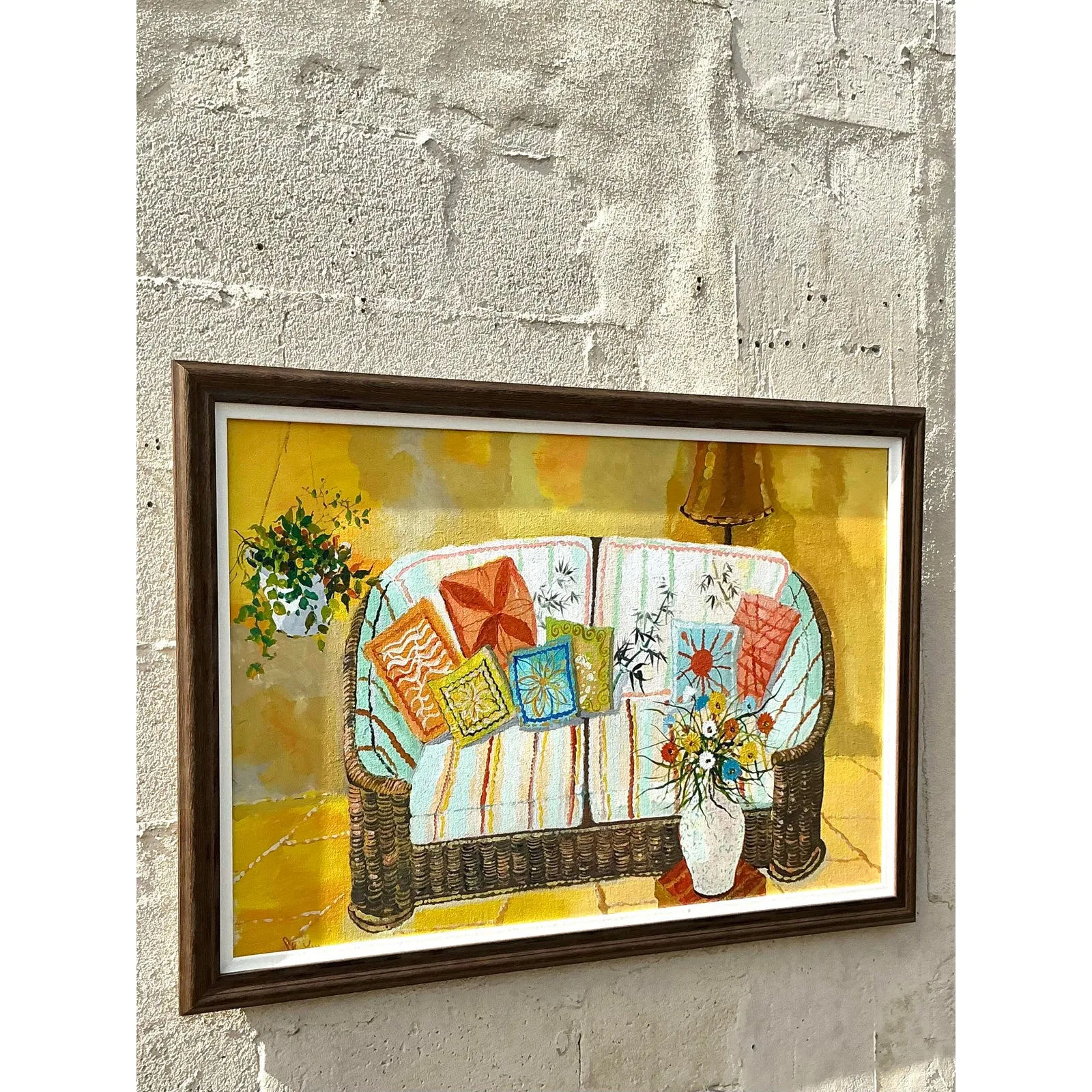 Vintage Boho Original Still Life Painting on Canvas — additional photo 3