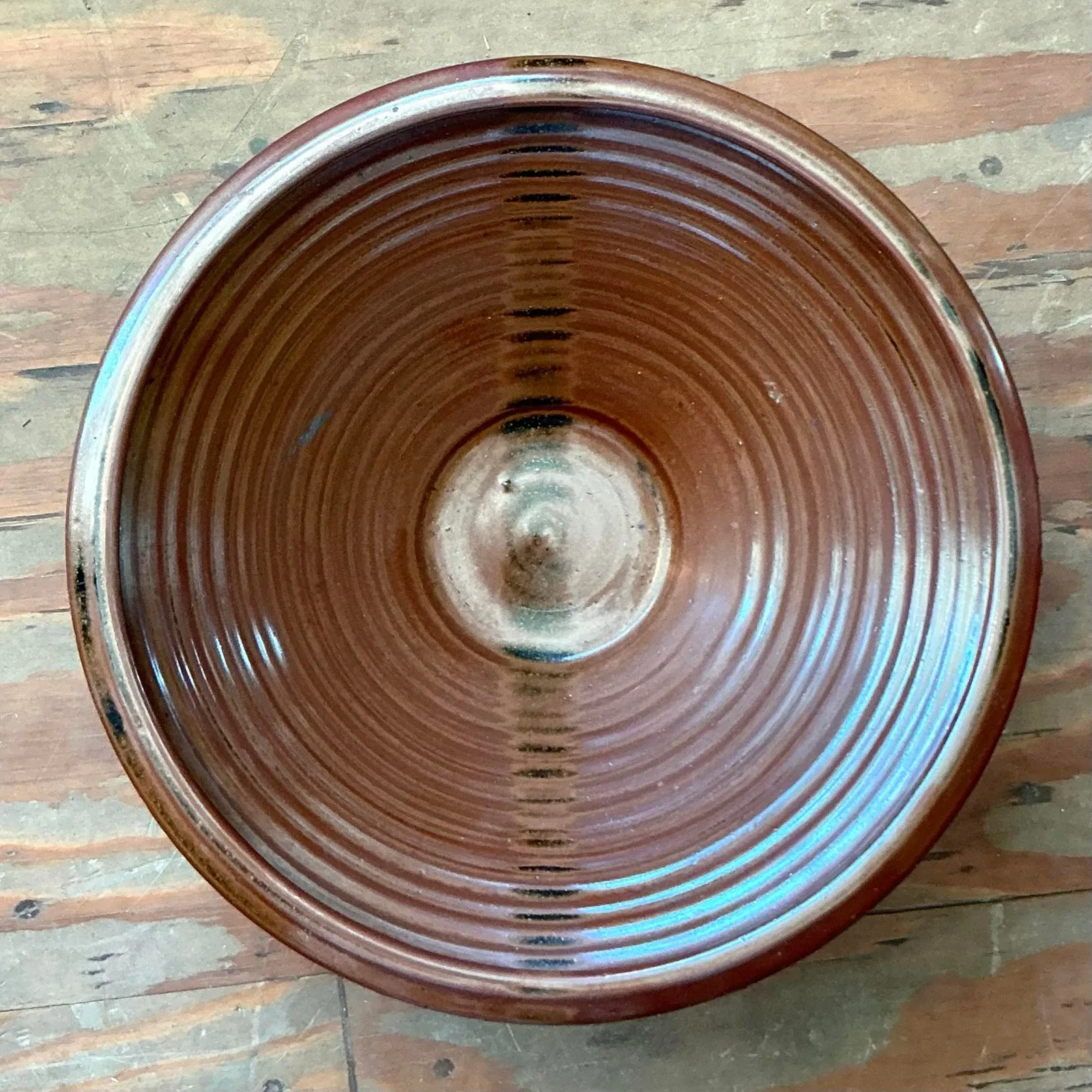 Vintage Boho Original Studio Pottery Bowl - Ceramic, 12.25W x 5H — additional photo 1