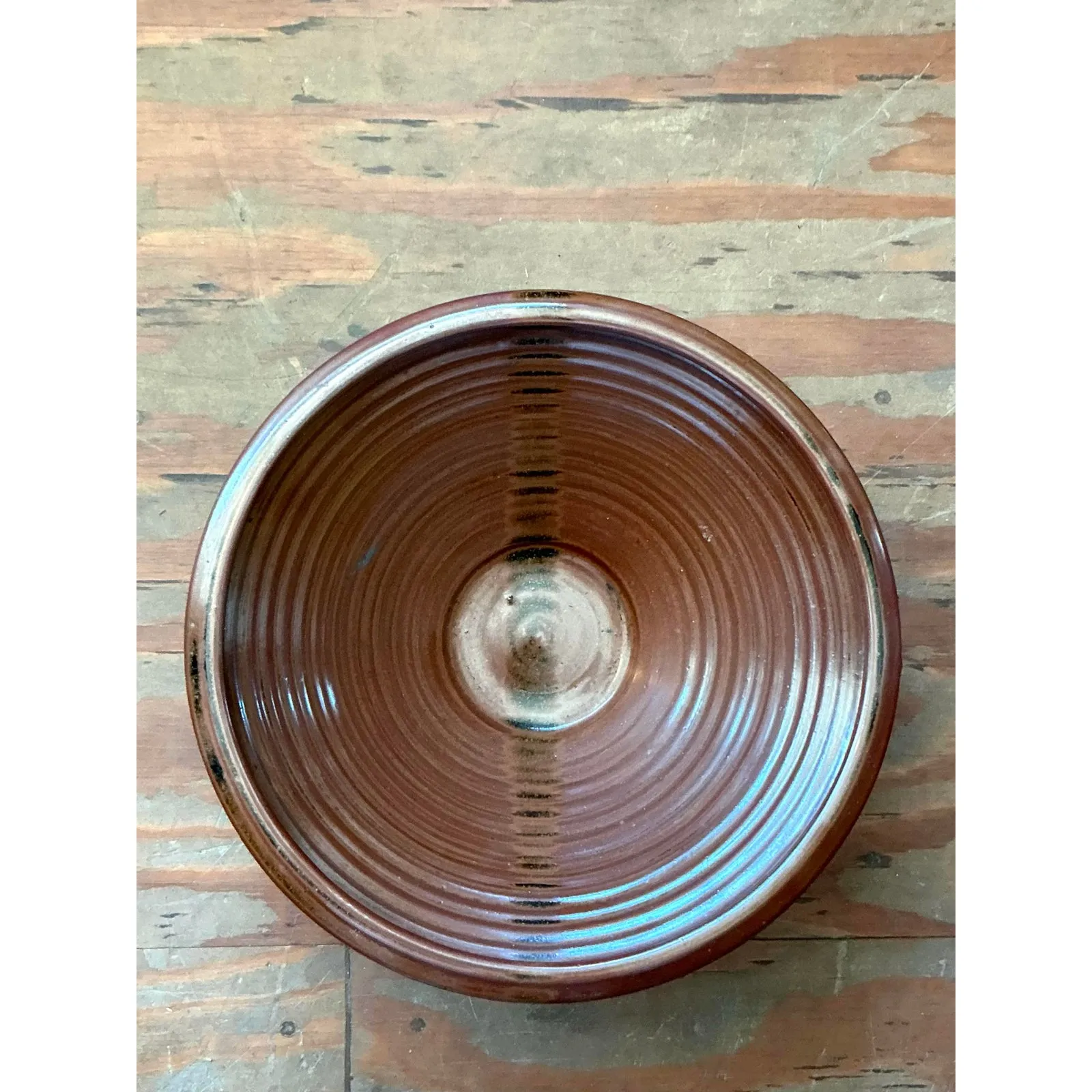 Vintage Boho Original Studio Pottery Bowl - Ceramic, 12.25W x 5H — additional photo 2