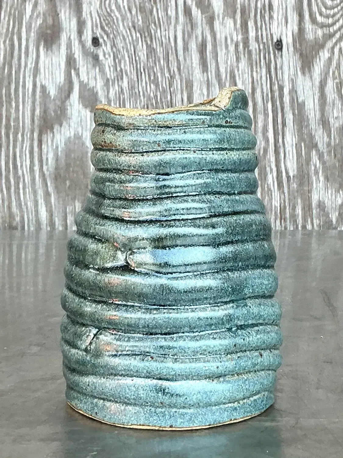Vintage Boho Original Studio Pottery Coil Vase — additional photo 2