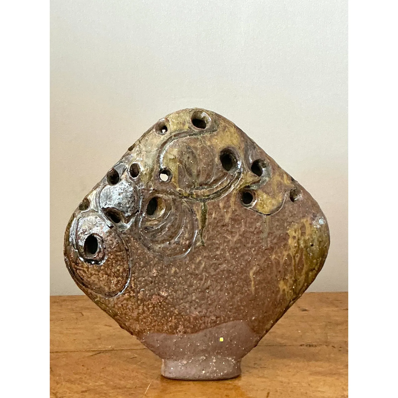 Vintage Boho Original Studio Pottery Flower Frog Vase — additional photo 5