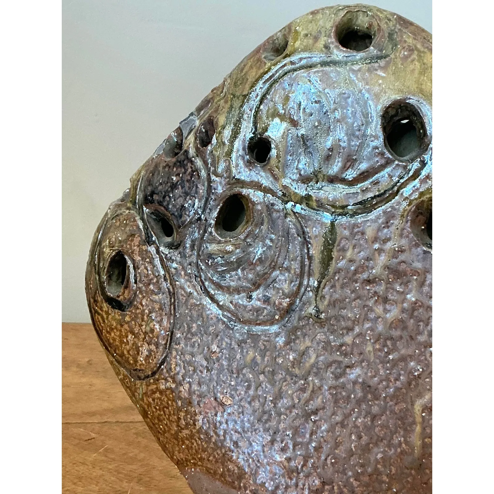 Vintage Boho Original Studio Pottery Flower Frog Vase — additional photo 6
