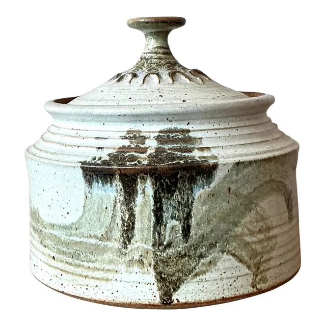 Vintage Boho Original Studio Pottery Lidded Pot — additional photo 1