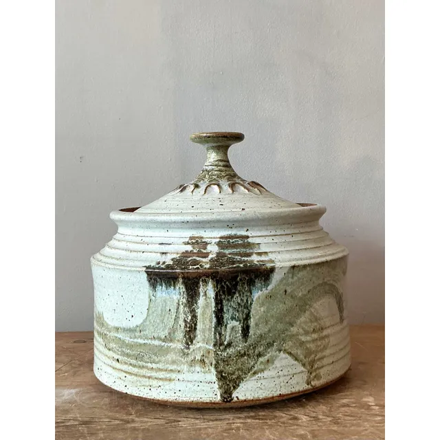 Vintage Boho Original Studio Pottery Lidded Pot — additional photo 3