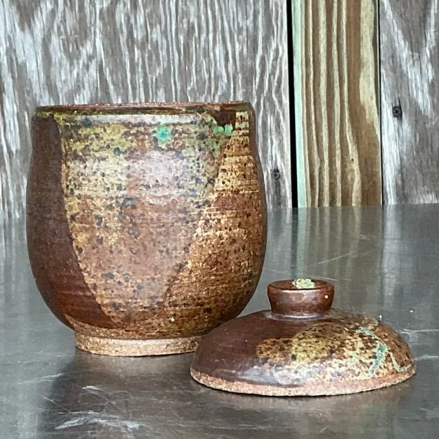 Vintage Boho Original Studio Pottery Lidded Vase — additional photo 5