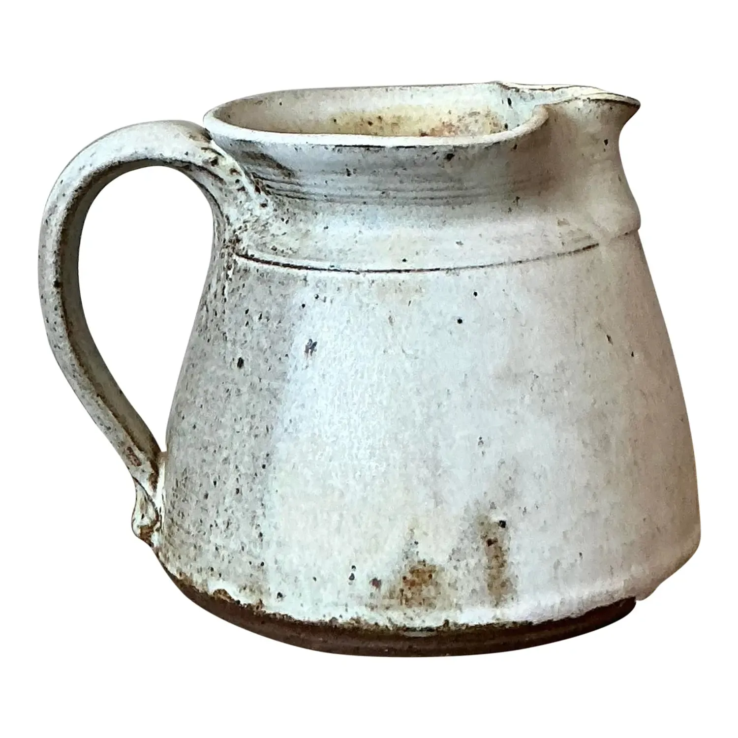 Vintage Boho Original Studio Pottery Pitcher - Ceramic, 7.25W x 8.25H — additional photo 1