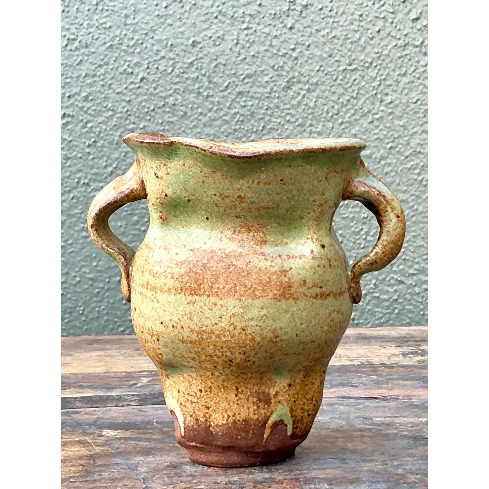 Vintage Boho Original Studio Pottery Small Vase - Ceramic, 4.5W x 3.5H — additional photo 1