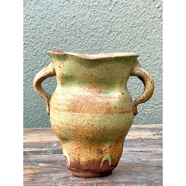 Vintage Boho Original Studio Pottery Small Vase - Ceramic, 4.5W x 3.5H — additional photo 1