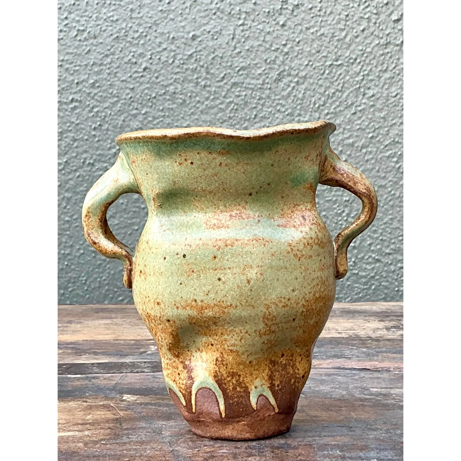 Vintage Boho Original Studio Pottery Small Vase - Ceramic, 4.5W x 3.5H — additional photo 2
